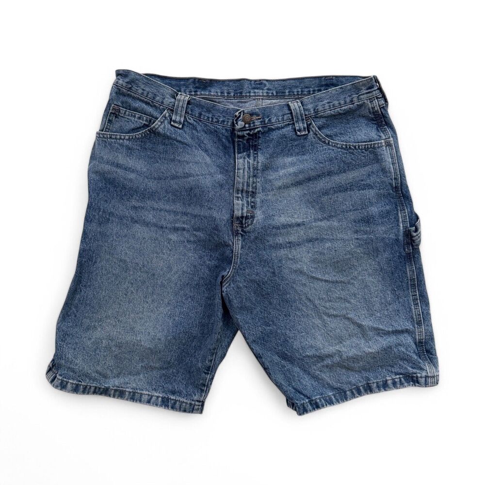 Wrangler Denim Shorts Mens 38 Blue Carpenter Straight Baggy Jorts Y2K